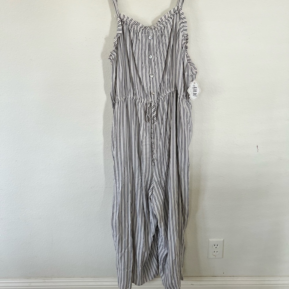 A.U.W. Black & White Stripes Jumpsuit 3X